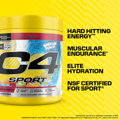glass of mixed C4 Sport Hawaiian Punch illustrating vibrant color and refreshing hydration benefit