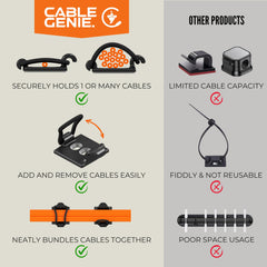 CableGenie behind TV managing HDMI and power cables for cleaner entertainment area