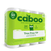 Caboo front packaging showing 24 rolls and eco-friendly branding benefit