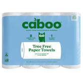 Caboo front packaging showing eight family-size rolls and sustainable branding benefit
