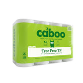 Caboo front packaging showing 16 double rolls and eco messaging benefits