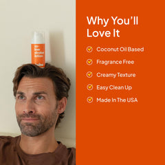cake lotion next to stroker demonstrating compatibility and enhanced sensation