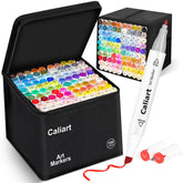 Caliart front packaging showing 100-color set and carrying case for organized storage