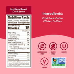 Califia Farms bottle label close-up showing 100% Arabica benefit