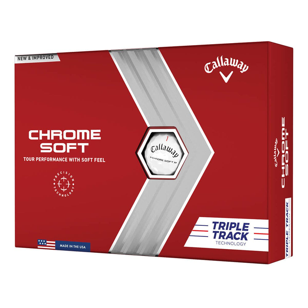 Callaway box front showing Chrome Soft 2022 dozen and packaging benefit