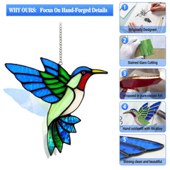 Calmpathz hummingbirds in sunlit window casting colorful prisms