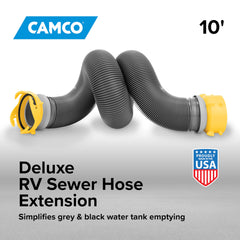 Camco swivel fitting close-up illustrating secure leak-resistant connection