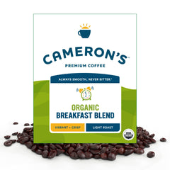 Cameron's Coffee front 4 lb bag showing label and fresh whole-bean benefit