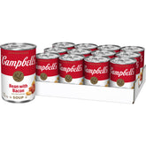 Campbell's front can Bean with Bacon showing label and serving suggestion benefit
