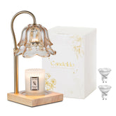 Candeldo front view with gold flower glass shade enhancing ambiance