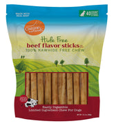 Canine Naturals front packaging showing 40-count beef chews and rawhide-free benefit