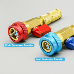 CANIPHA red and blue pressure connectors close-up showing leak prevention