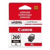 Canon PG-260 XL front packaging showing cartridge and brand for genuine quality