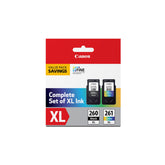Canon value pack front packaging showing both PG-260 XL and CLI-261 XL with clear branding and reassurance