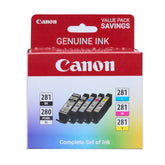 Canon front view of the PGI-280XL CLI-281 pack showing full set and clear branding and benefit