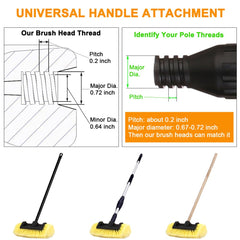 CARCAREZ brush mounted on extension pole providing extended reach for roofs and RVs
