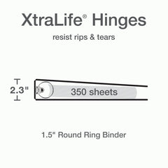 Cardinal binder close-up showing XtraLife hinge for longer-lasting durability