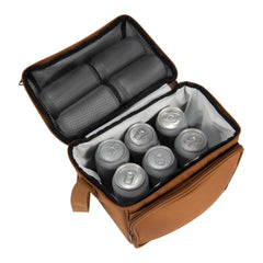Carhartt lunch box on a construction site demonstrating protective portability benefit