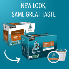 Top view of a Caribou K-Cup pod with brand visible for quick brewing