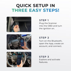 Carista EVO paired to phone showing Carista app menu and quick diagnostics benefit