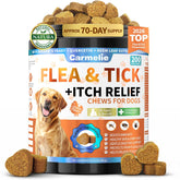 Carmelie front packaging showing chew bag and benefits