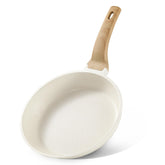 CAROTE front view of 10-inch cream white pan shows sleek nonstick finish and practical shape