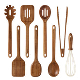 CAROTE acacia wood utensils front view showing full set and benefits