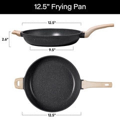 CAROTE granite nonstick surface close-up emphasizing texture and easy food release benefit