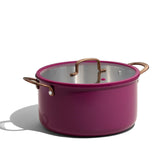 CAROTE purple stockpot front view showing capacity and design benefit