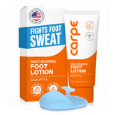 Carpe tube front view showing eucalyptus lotion for drier feet