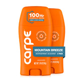 Carpe front packaging showing Mountain Breeze two-pack and product benefits