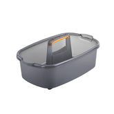Casabella front view of gray caddy showing organized storage benefit