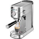 CASABREWS CM5418 front view showing compact stainless steel body and control panel for countertop appeal
