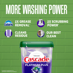 Detail of Cascade Platinum Plus liquid top displaying extra cleaning power