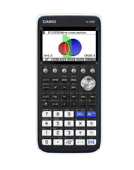 Casio Prizm front display showing colorful graphs and clear textbook-style notation for easy reading