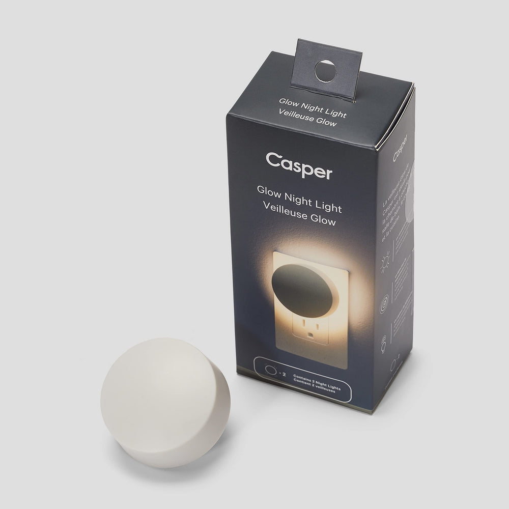 Casper Glow front view showing compact night light and soft glow benefit