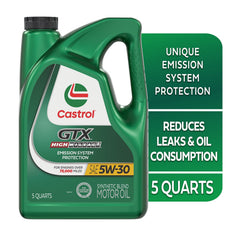 Castrol 5W-30 five-quart bottle ready for an oil change