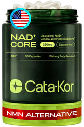 Cata-Kor NAD CORE front packaging showing bottle and 30-day supply benefit