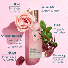 Caudalie Beauty Elixir next to ruler showing compact 100 mL travel-friendly size