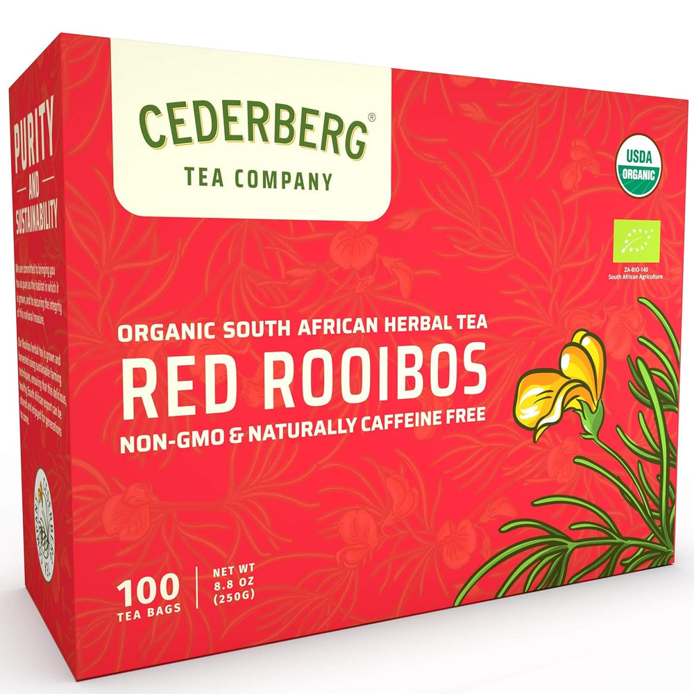 Cederberg Tea Company front packaging showing freshness and organic seal