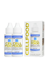 Cellfood front packaging showing two 1 fl oz bottles and clear benefits