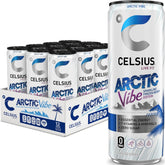 CELSIUS front can showing Arctic Vibe branding and frozen berry design benefits quick recognition