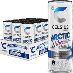 CELSIUS front can showing Arctic Vibe branding and frozen berry design benefits quick recognition