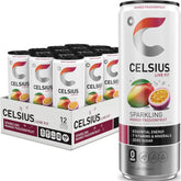 CELSIUS front can showing mango passionfruit flavor and energetic boost