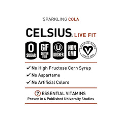 CELSIUS ingredient label detail highlighting vitamins and MetaPlus blend benefits