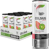 CELSIUS front packaging showing kiwi guava flavor and benefits