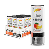 CELSIUS front can showing mango lemonade branding and slim profile for convenience