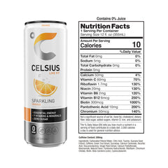 CELSIUS close-up of carbonation bubbles and orange texture emphasizing refreshing fizz