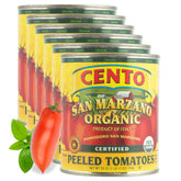 Cento front can label showing San Marzano certification and organic badge, clear origin benefit