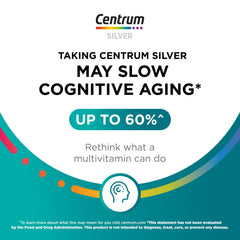 hand holding one Centrum Silver tablet to show serving size and convenience